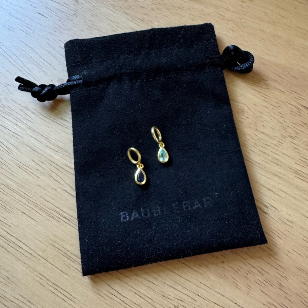 BaubleBar Set of 2 Gold Cluster Charms—Sapphire and Aquamarine